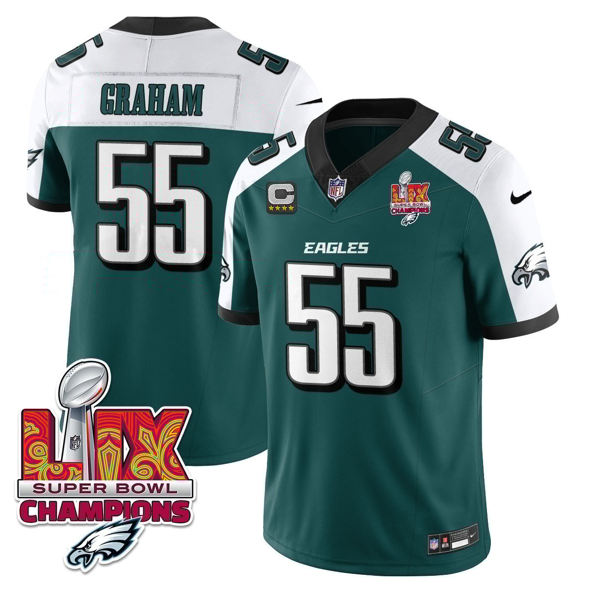 Philadelphia Eagles Super Bowl LIX Champions Gold Vapor Limited Jersey - All Stitched