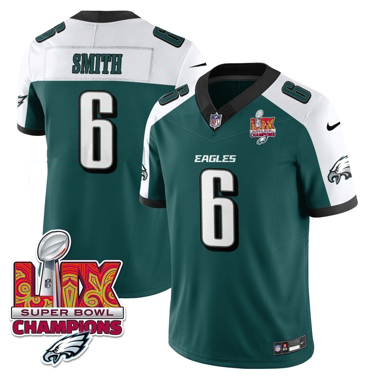 Philadelphia Eagles Super Bowl LIX Champions Gold Vapor Limited Jersey - All Stitched