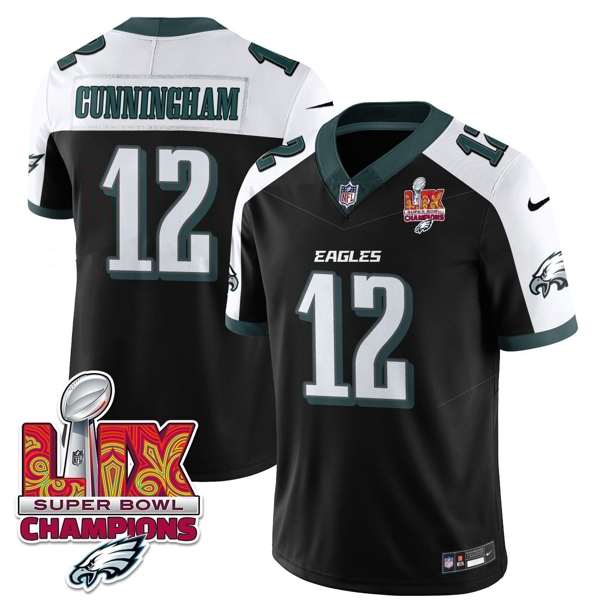 Philadelphia Eagles Super Bowl LIX Champions Gold Vapor Limited Jersey - All Stitched