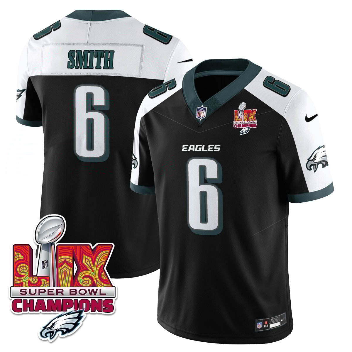 Philadelphia Eagles Super Bowl LIX Champions Gold Vapor Limited Jersey - All Stitched