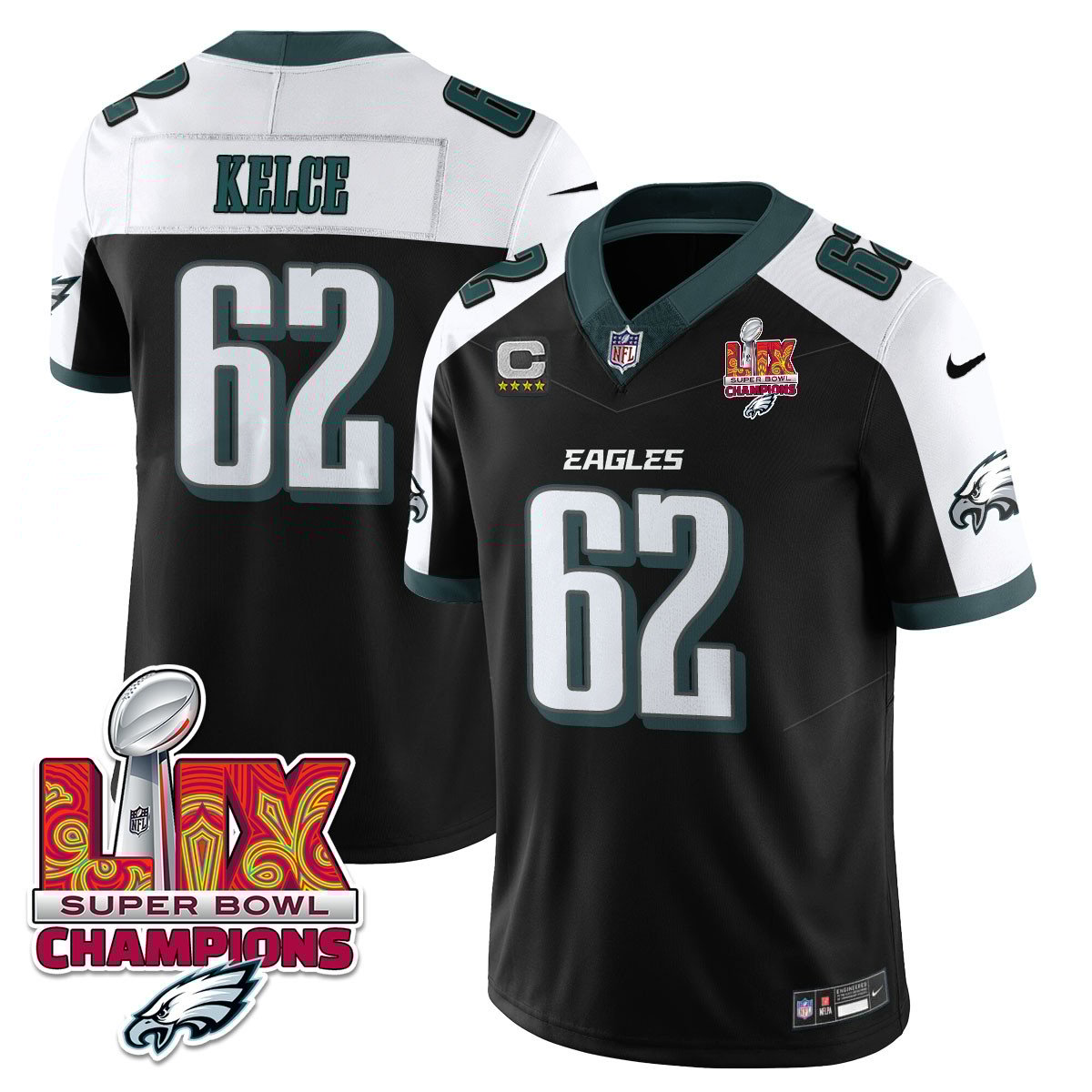 Philadelphia Eagles Super Bowl LIX Champions Gold Vapor Limited Jersey - All Stitched