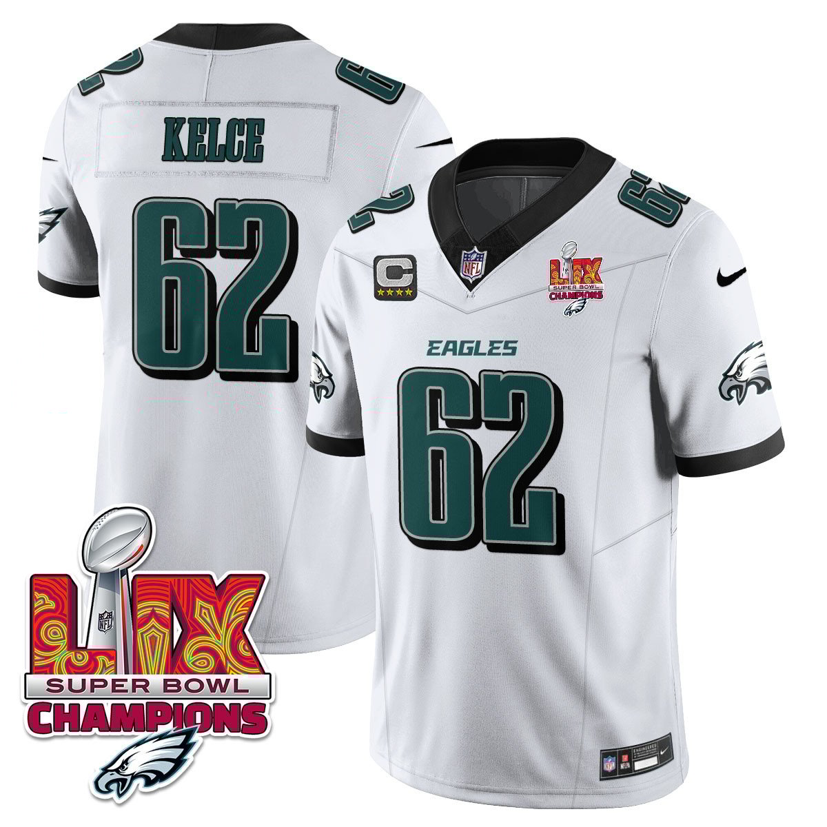 Philadelphia Eagles Super Bowl LIX Champions Gold Vapor Limited Jersey - All Stitched