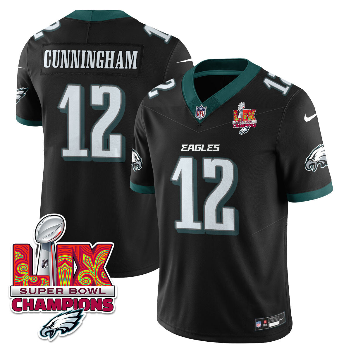 Philadelphia Eagles Super Bowl LIX Champions Gold Vapor Limited Jersey - All Stitched