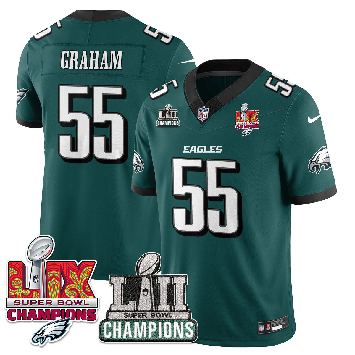 Philadelphia Eagles LII-LIX Super Bowl Champions Vapor Limited Jersey - All Stitched
