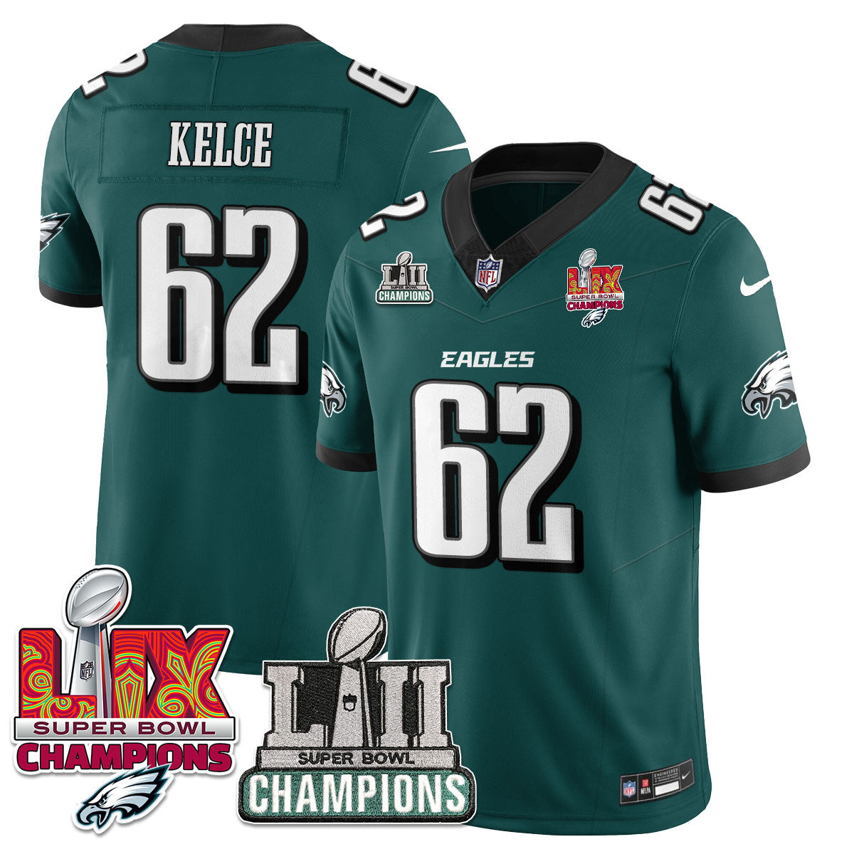 Philadelphia Eagles LII-LIX Super Bowl Champions Vapor Limited Jersey - All Stitched
