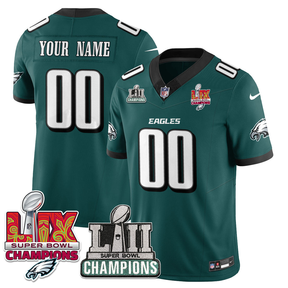 Philadelphia Eagles LII-LIX Super Bowl Champions Vapor Limited Jersey - All Stitched