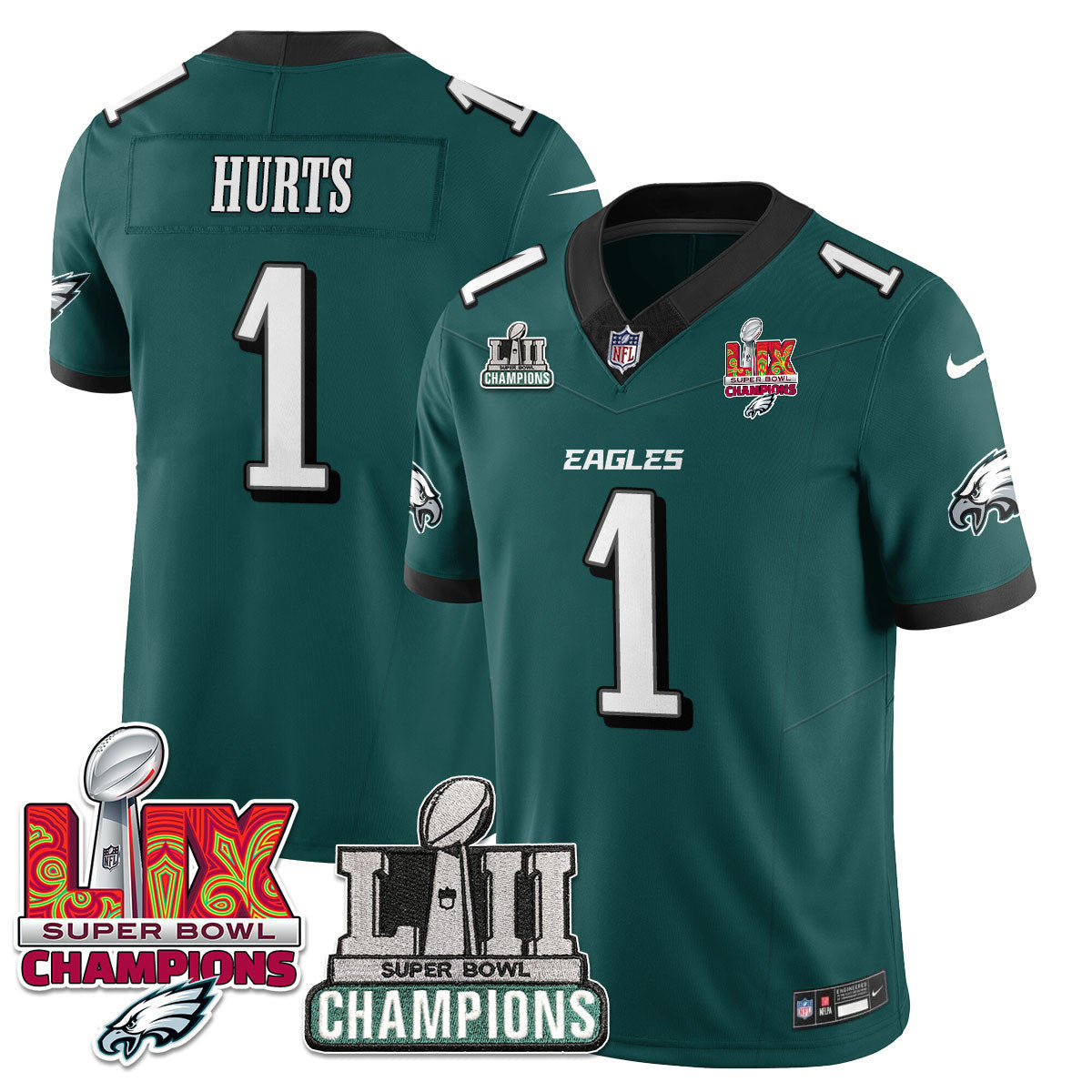 Philadelphia Eagles LII-LIX Super Bowl Champions Vapor Limited Jersey - All Stitched