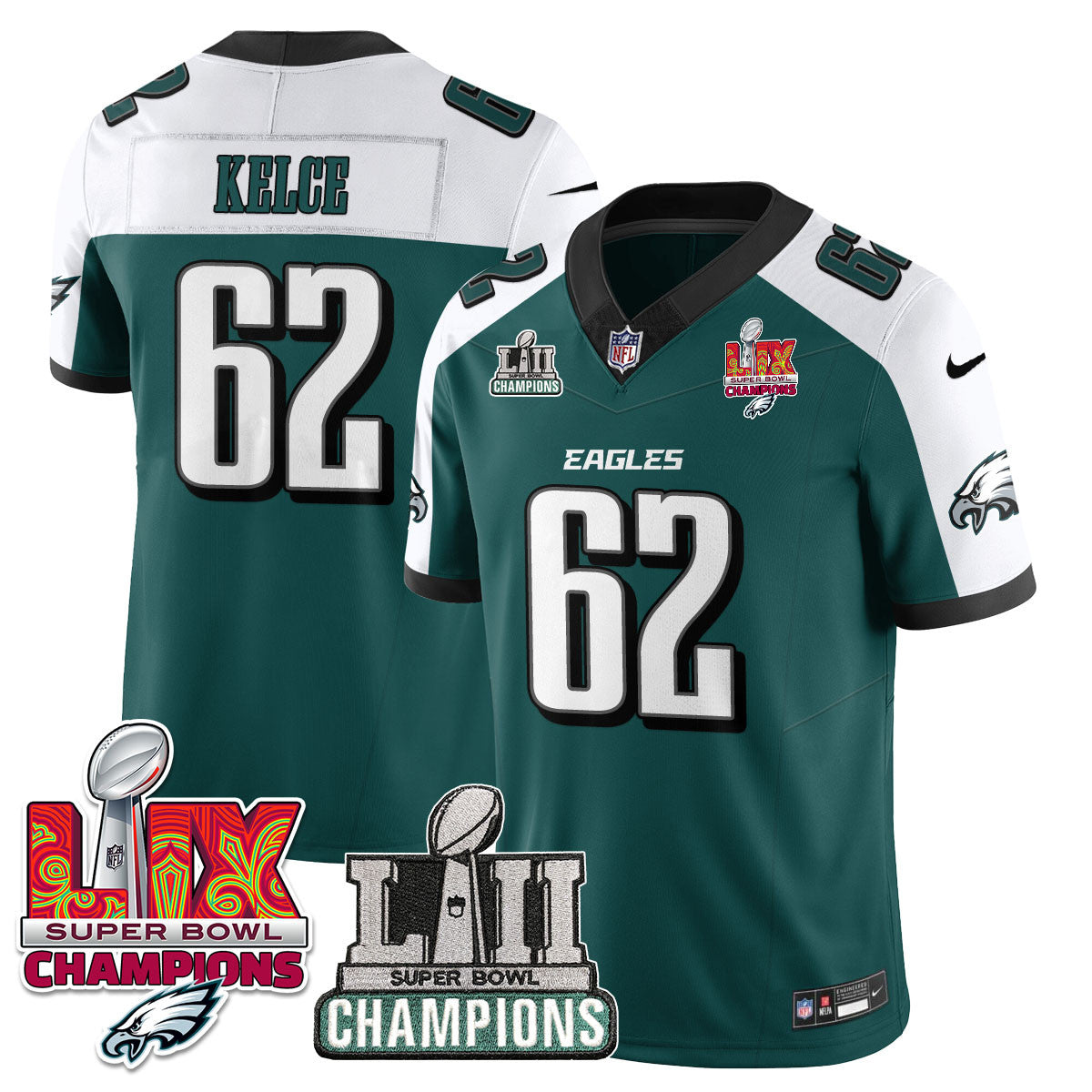 Philadelphia Eagles LII-LIX Super Bowl Champions Vapor Limited Jersey - All Stitched