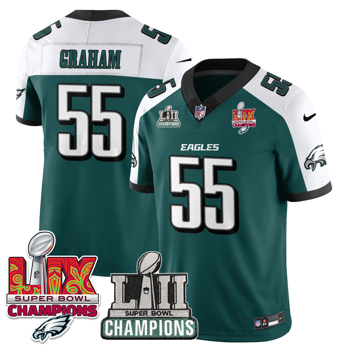 Philadelphia Eagles LII-LIX Super Bowl Champions Vapor Limited Jersey - All Stitched