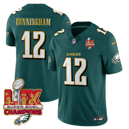 Philadelphia Eagles Super Bowl LIX Champions Gold Trim Vapor Limited Jersey - All Stitched