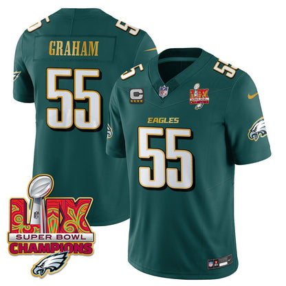 Philadelphia Eagles Super Bowl LIX Champions Gold Trim Vapor Limited Jersey - All Stitched