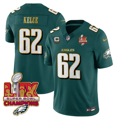 Philadelphia Eagles Super Bowl LIX Champions Gold Trim Vapor Limited Jersey - All Stitched
