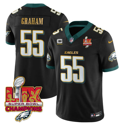 Philadelphia Eagles Super Bowl LIX Champions Gold Trim Vapor Limited Jersey - All Stitched