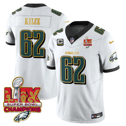Philadelphia Eagles Super Bowl LIX Champions Gold Trim Vapor Limited Jersey - All Stitched