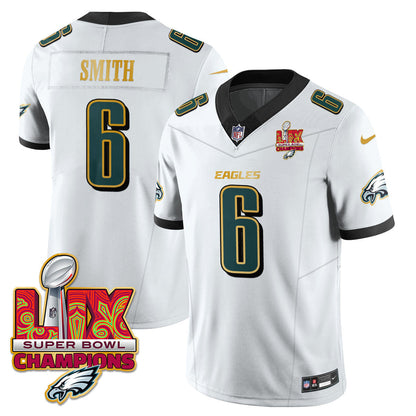 Philadelphia Eagles Super Bowl LIX Champions Gold Trim Vapor Limited Jersey - All Stitched