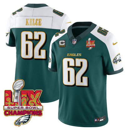 Philadelphia Eagles Super Bowl LIX Champions Gold Trim Vapor Limited Jersey - All Stitched
