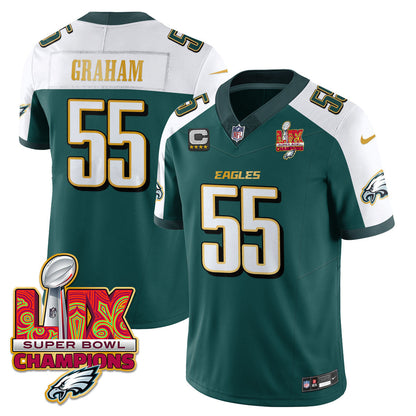 Philadelphia Eagles Super Bowl LIX Champions Gold Trim Vapor Limited Jersey - All Stitched