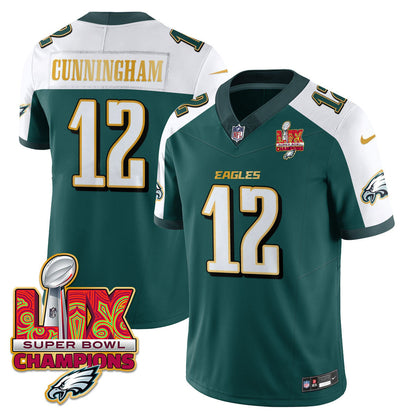 Philadelphia Eagles Super Bowl LIX Champions Gold Trim Vapor Limited Jersey - All Stitched