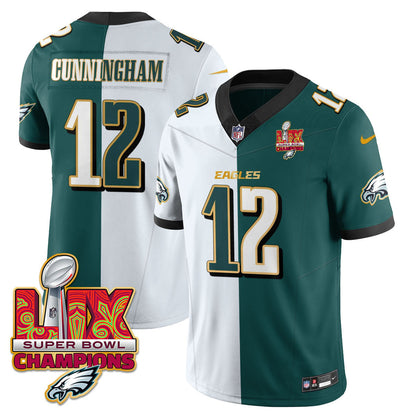 Philadelphia Eagles Super Bowl LIX Champions Gold Trim Vapor Limited Jersey - All Stitched