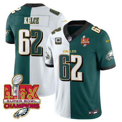 Philadelphia Eagles Super Bowl LIX Champions Gold Trim Vapor Limited Jersey - All Stitched