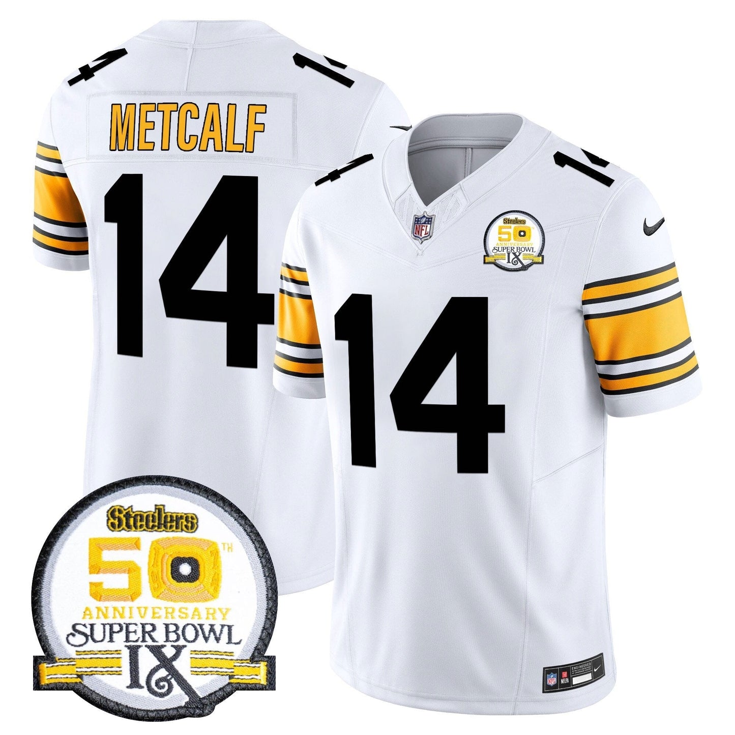 Steelers 50th Anniversary Of Super Bowl IX Patch Vapor Limited Jersey - All Stitched