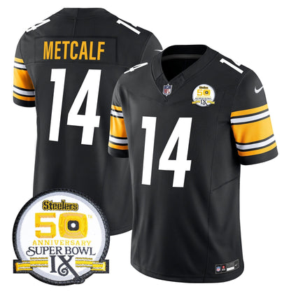 Steelers 50th Anniversary Of Super Bowl IX Patch Vapor Limited Jersey - All Stitched