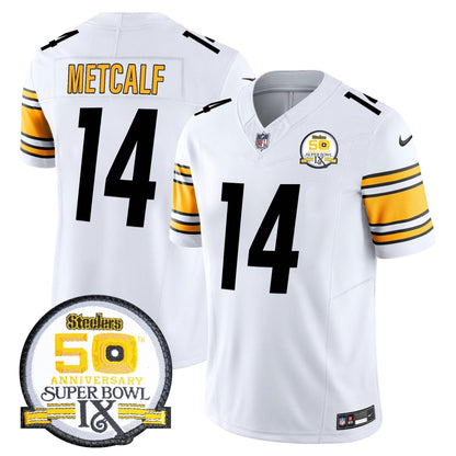 Steelers 50th Anniversary Of Super Bowl IX Patch Vapor Limited Jersey - All Stitched