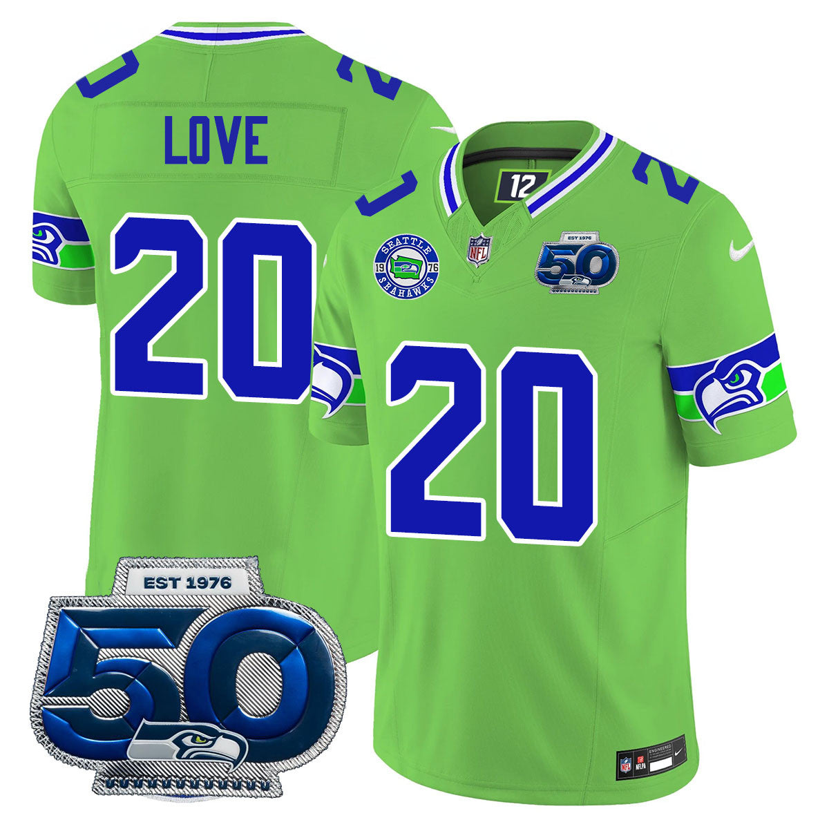 Seattle Seahawks 50th Season Vapor Limited Jersey - All Stitcheds