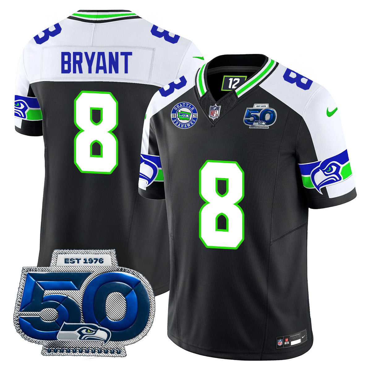 Seattle Seahawks 50th Season Vapor Limited Jersey - All Stitcheds