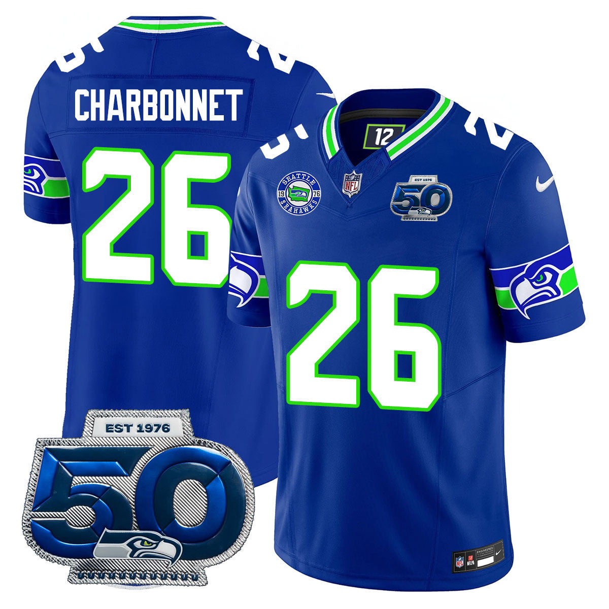 Seattle Seahawks 50th Season Vapor Limited Jersey - All Stitcheds