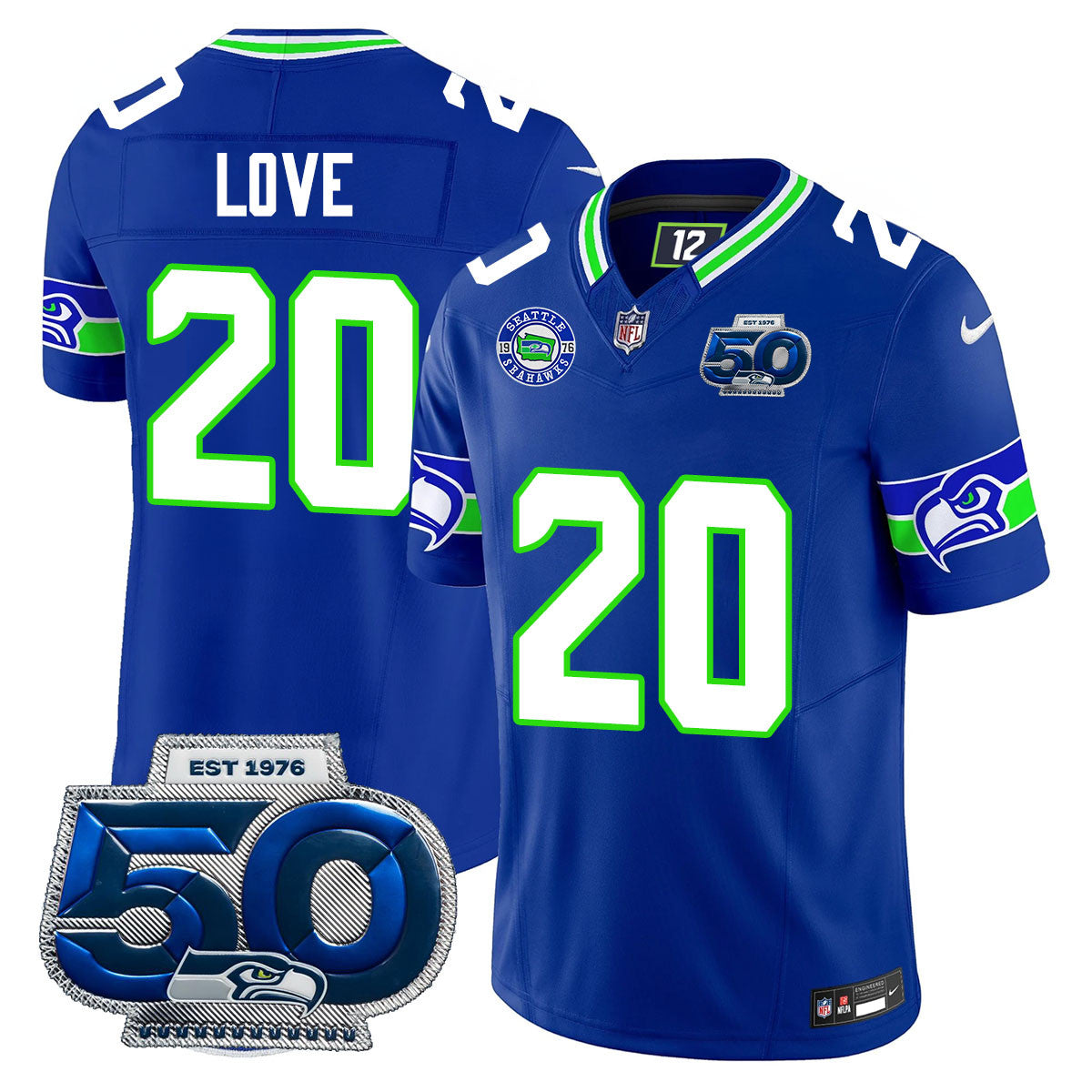 Seattle Seahawks 50th Season Vapor Limited Jersey - All Stitcheds