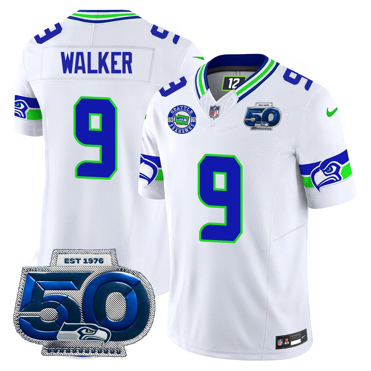 Seattle Seahawks 50th Season Vapor Limited Jersey - All Stitcheds