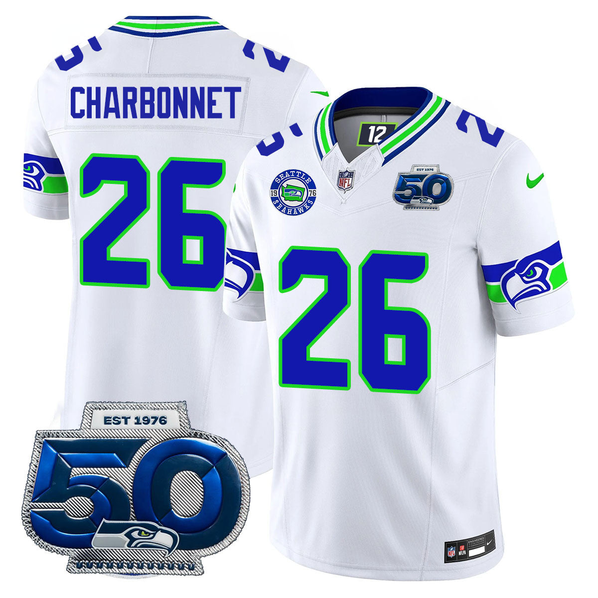 Seattle Seahawks 50th Season Vapor Limited Jersey - All Stitcheds