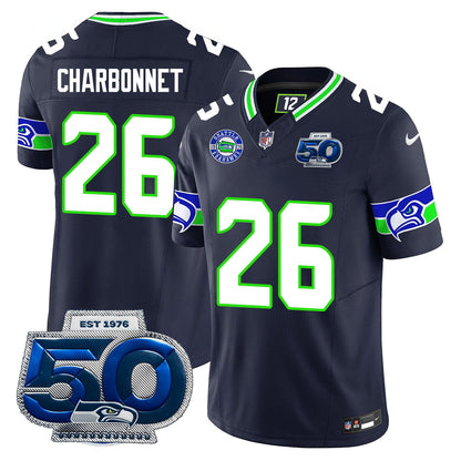 Seattle Seahawks 50th Season Vapor Limited Jersey - All Stitcheds
