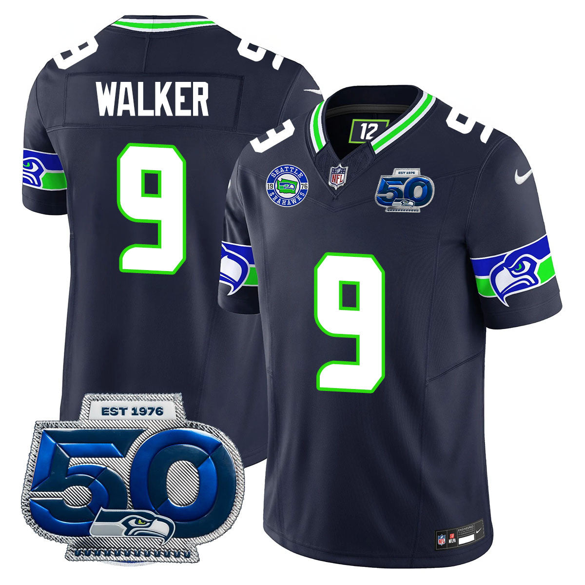 Seattle Seahawks 50th Season Vapor Limited Jersey - All Stitcheds