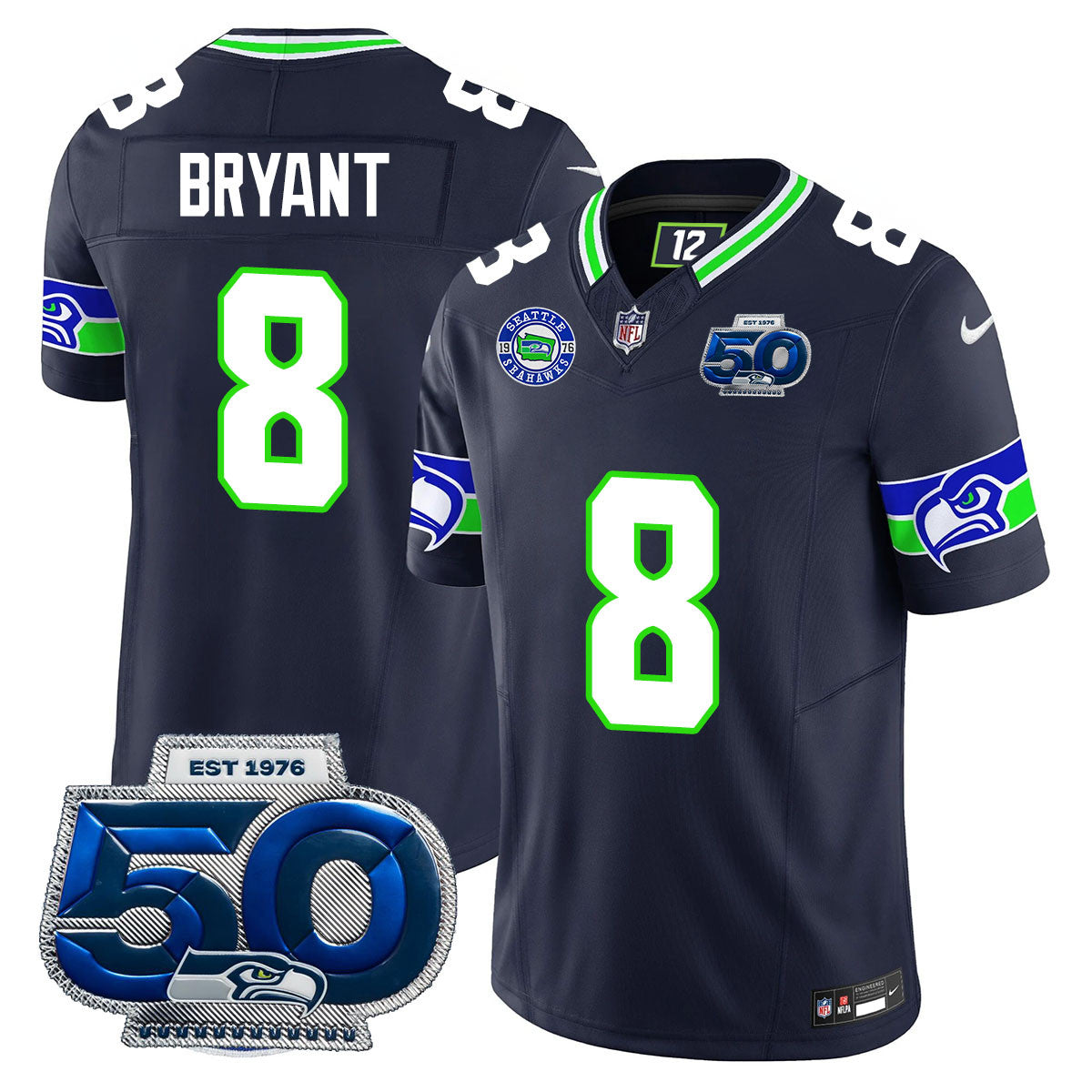Seattle Seahawks 50th Season Vapor Limited Jersey - All Stitcheds