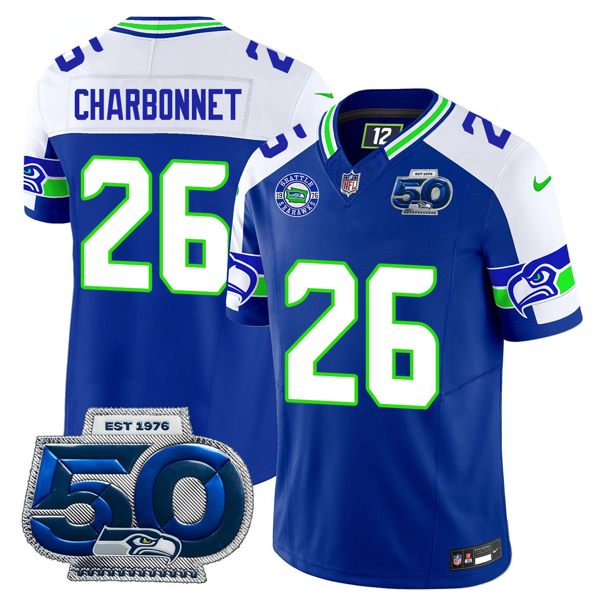 Seattle Seahawks 50th Season Vapor Limited Jersey - All Stitcheds