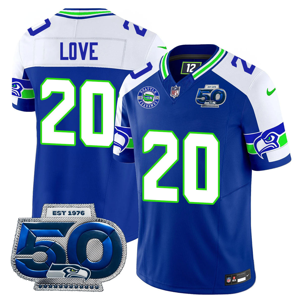 Seattle Seahawks 50th Season Vapor Limited Jersey - All Stitcheds