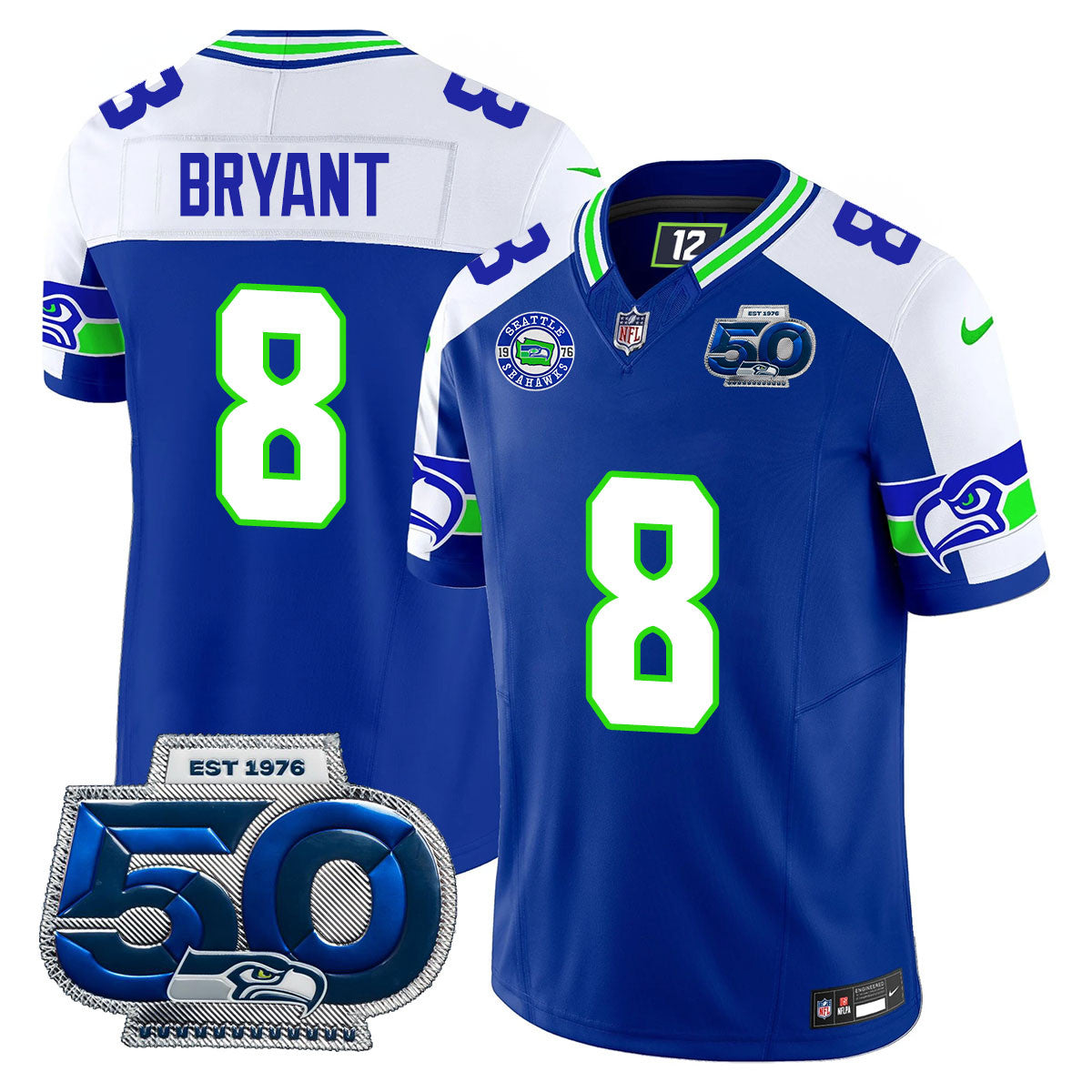 Seattle Seahawks 50th Season Vapor Limited Jersey - All Stitcheds