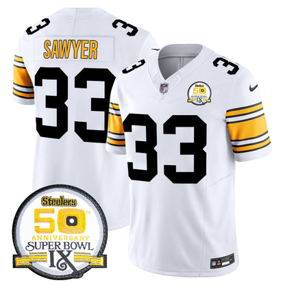 Steelers 50th Anniversary Of Super Bowl IX Patch Vapor Limited Jersey - All Stitched
