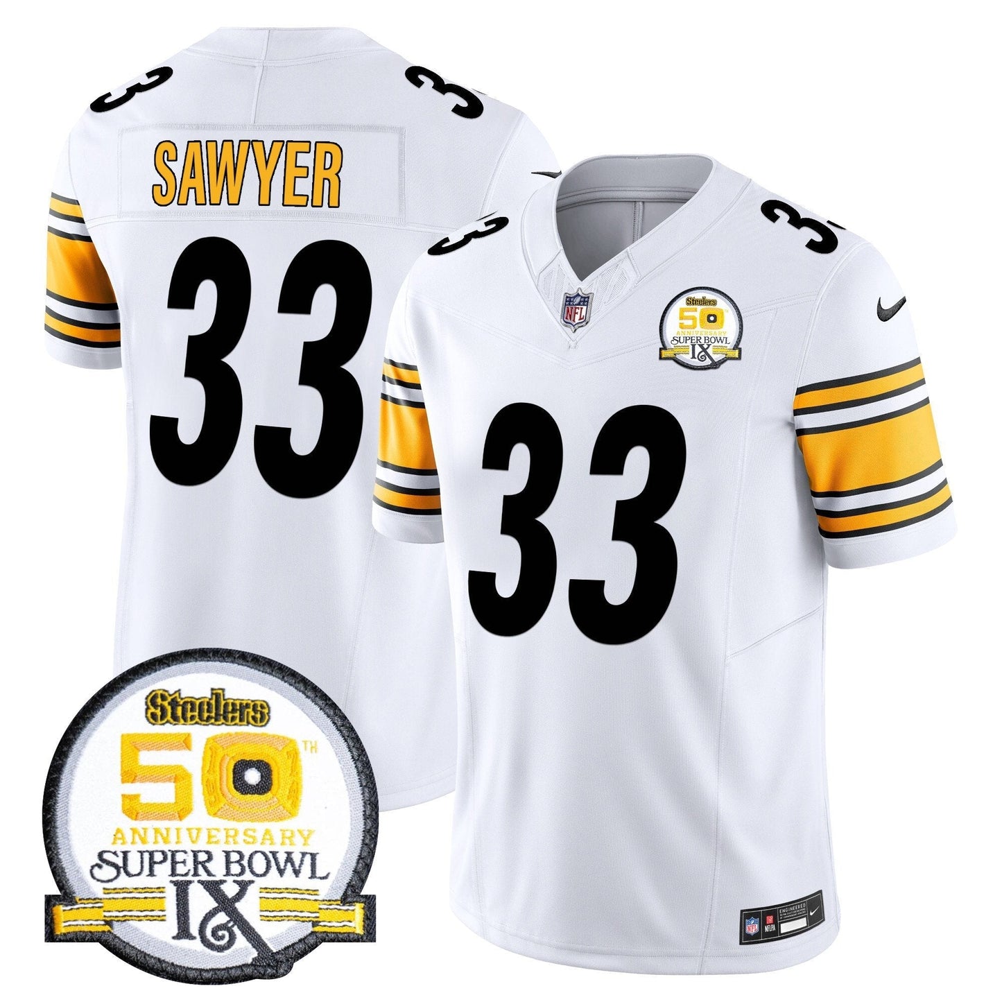 Steelers 50th Anniversary Of Super Bowl IX Patch Vapor Limited Jersey - All Stitched